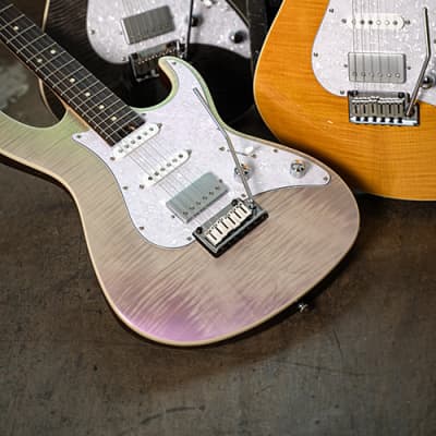 Cort G280 Select Trans Chameleon Purple SSH HSS Electric Guitar Flame Maple Top image 3