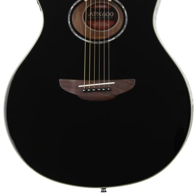 Yamaha APX600 Thin-line Cutaway - Black  Bundle with Dunlop Tortex Standard Guitar Picks - .60mm Orange (12-pack) image 3