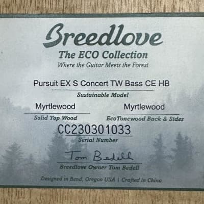Breedlove Pursuit Exotic S Concert Twilight CE Acoustic Bass Guitar Ser# CC230301033 image 9