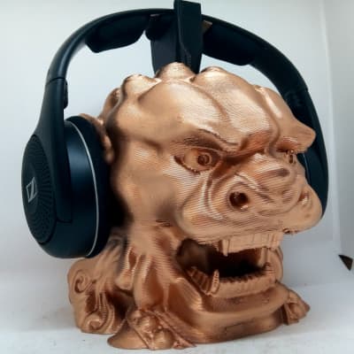 Chinese Lion Headphone Stand! Headset Holder Rack, Guardian Shi Japan Hanger Bust. Game/Hip Hop/Beat image 4