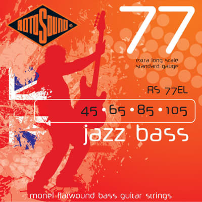 Rotosound RS77EL 4 STRING BASS GUITAR STRINGS MONEL FLATWOUND 45-105 Extra Long