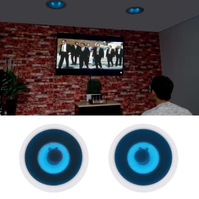 (2) Rockville HC85B-LED 8" 700 Watt In-Ceiling Home Theater Speakers w/ Blue LED image 1