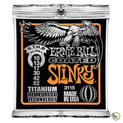 Ernie Ball 3115 Coated Titanium RPS Skinny Top Heavy Bottom Slinky Electric Guitar Strings (10-52) image 2