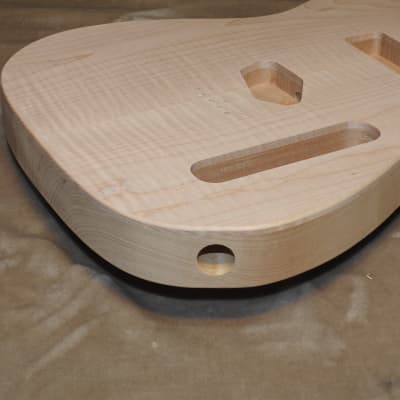 Unfinished Telecaster Body Book Matched Figured Flame Maple Top 2 Piece Alder Back Chambered, P90 Neck Route 3lbs 15.9oz! image 9