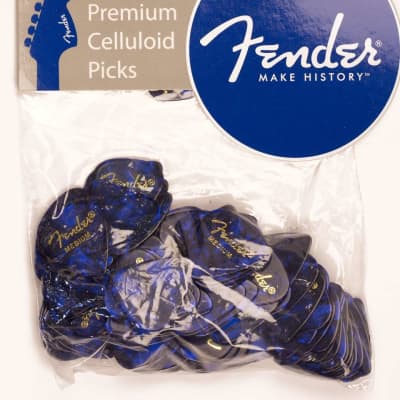 Genuine Fender® 351 Premium Picks, 144 pack, Blue Moto Medium 198-2351-302 image 1