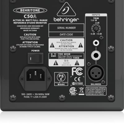 Behringer C50A Behritone Active Studio Monitor (Single) 2010s - Black - NEW image 3
