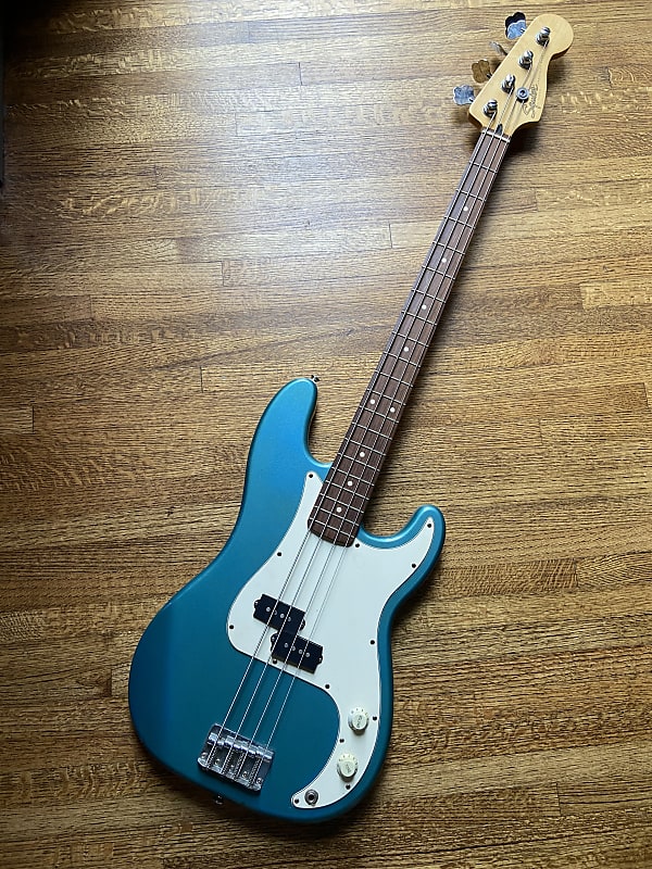 1998 Squier Mim Standard Precision Bass Lake Placid Blue Reverb 8209