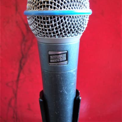Immagine Vintage 1980's Shure Beta 58 dynamic cardioid microphone Blue Grey w accessories - 6