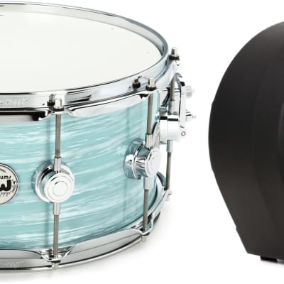 DW Collector's Series Snare Drum - 6.5 x 14 inch - Pale Blue Oyster FinishPly  Bundle with SKB 1SKB-D6514 Roto-Molded 6.5" x 14" Snare Drum Case image 1