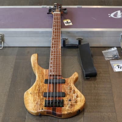 GW Custom DC-1 Neck-Thru 5-String Bass Natural Spalted Maple + OHSC image 1