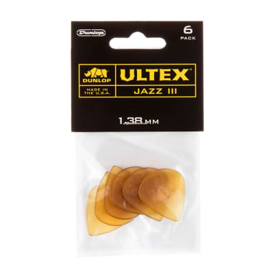Dunlop 427P Ultex Jazz III Light Electric Guitar Picks Players 6-Pack 1.38mm image 4