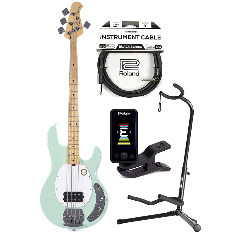 Sterling by Music Man S.U.B. Series StingRay Mint Green w/Guitar Stand, Tuner and 10' Cable Bundle image 1