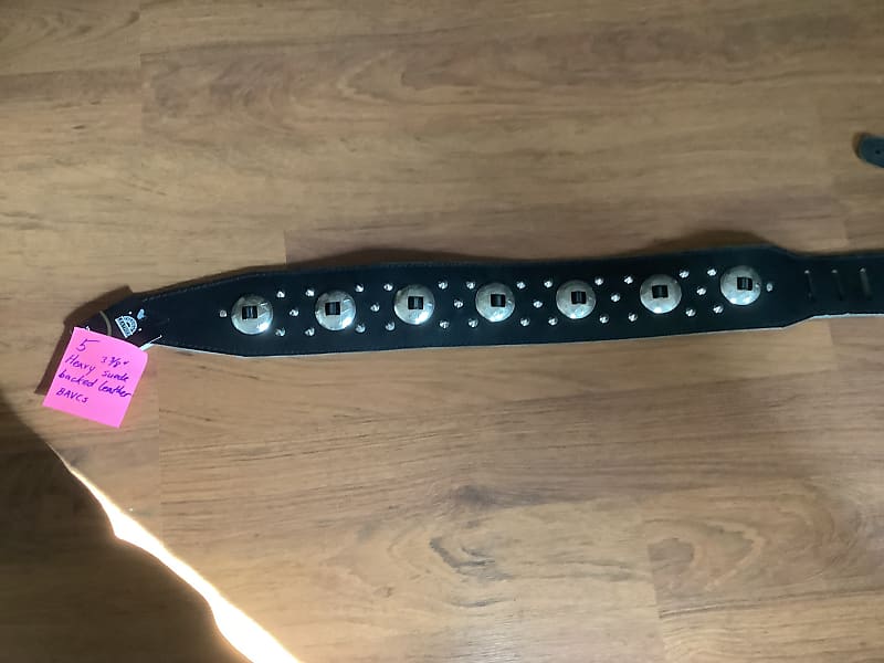 Heavy Leather Guitar Strap with Slash Conchos | Reverb