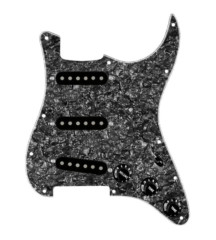920D Custom Texas Grit 7 Way Loaded Pickguard Toggle for Strat Guitar - Black Pearl / Black image 1