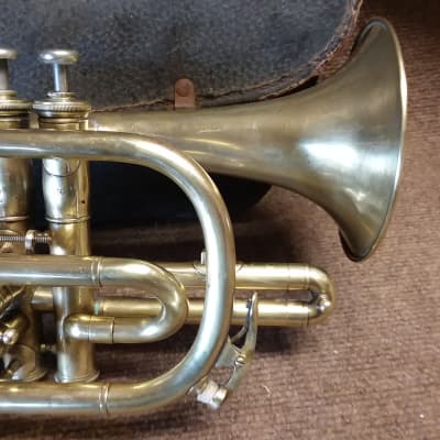 C. Bruno And Son Vintage c1888  Shepherd Crook Raw Brass Cornet In Excellent Playing Condition image 4