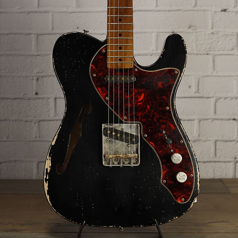 MJT VTT T-Style Thinline Electric Black Relic *Kluson Custom* | Reverb