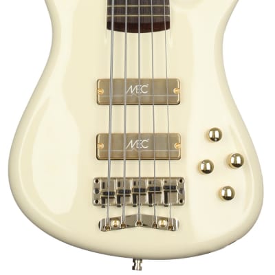 Warwick Masterbuilt Streamer Stage I 5-string Broadneck Electric Bass Guitar - Solid Creme White for sale