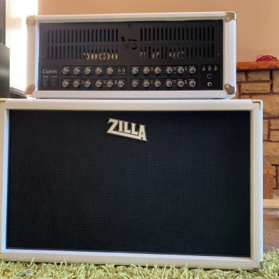 White Carvin V3 100w Tube Head and White Zilla 2x12 Cab and Footswitch for sale