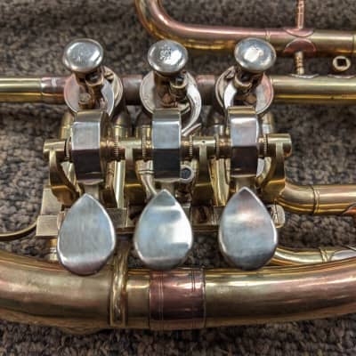 August Clemens Glier Kuhlohorn in Bb Markneukirchen Kuhlo-Flugelhorn Rotary  Flugelhorn 1900s - Bare Brass | Reverb