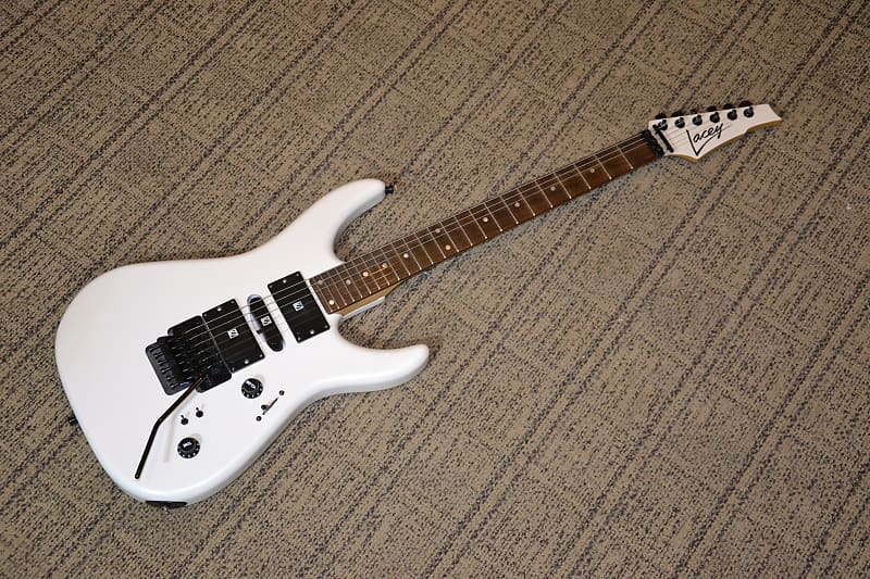 Mark Lacey solid body prototype boutique electric guitar.  24 fret, Floyd Rose, pearl white, very rare, excellent. image 1