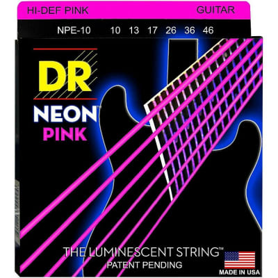 DR Strings Hi-Def Neon Pink Colored Electric Guitar Strings: Medium 10-46 image 1