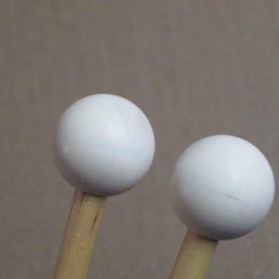 one pair new old stock near A+ Mike Balter MB93B (93B) Extra Hard Keyboard Mallets, 1 plastic (phenolic) round white HEADS and natural birch HANDLES - mid to late 1990s (+ packaging) Unwound Series image 20