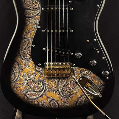 Custom/Hybrid Stratocaster, Relic, Black Over Champagne Paisley image 5
