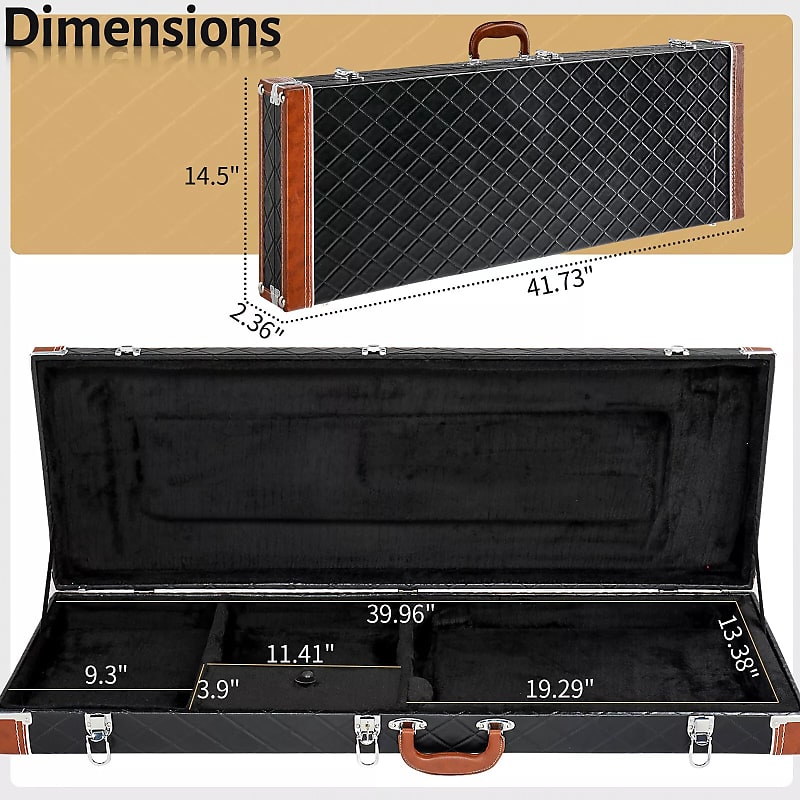 Electric Guitar Hard Case | Diamond Pattern for GST, GTL, 170, SG, and Burning Fire Style Guitars | Durable Wood & Plush Interior image 1