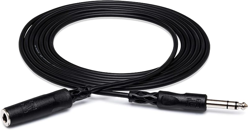 Hosa HPE-310 1/4" TRS to 1/4" TRS Headphone Extension Cable, 10 Feet,Black image 1