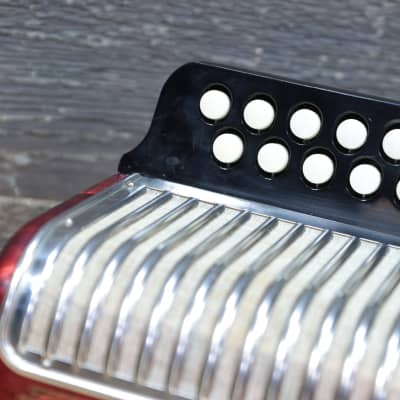 Hohner Erica 2-Row 8-Bass 21-Treble Button G-C Red Diatonic Accordion w/Case image 18