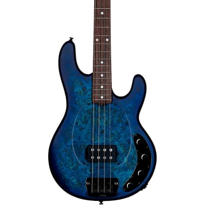 Sterling by Music Man StingRay Ray34 Burl Top Rosewood Fingerboard Electric Bass Regular Neptune Blue Satin image 1