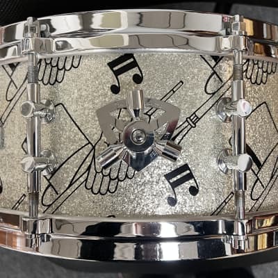 Lang Gladstone 6.5x14 snare drum. 3 way tuning, unique top hat and cane finish image 5