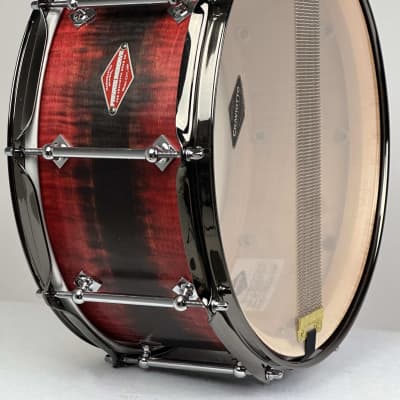 Craviotto 6.5x14" Private Reserve Solid Curly Maple Snare Drum - 2023 Red/Black Satin Duco Fade image 11