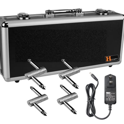 Harvester Black Aluminum FX Pedal Carrying Case Holds 5 Mini FX with 4 PCZ's + Power. for sale