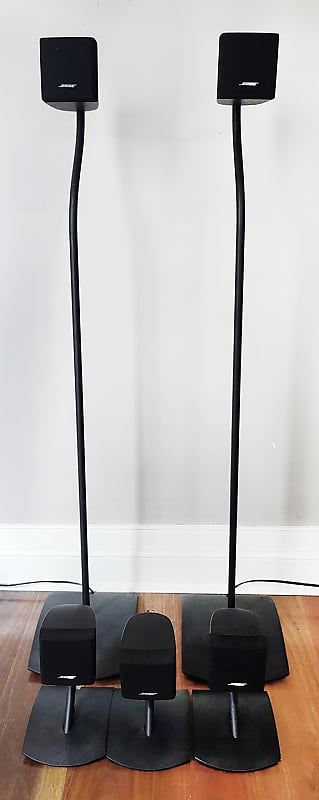 Bose Single Cube Speakers all on stands x 5  			