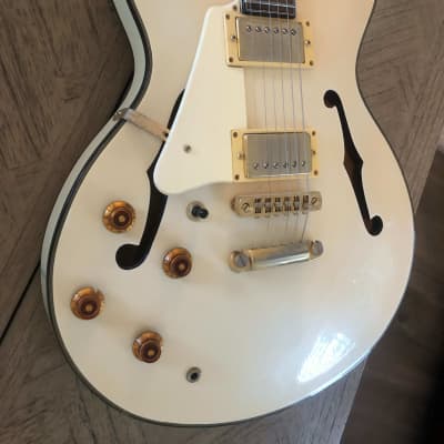 Aria Pro ii TA60 Semi-Hollow ES335 Style Guitar Left Handed Pearl White image 2