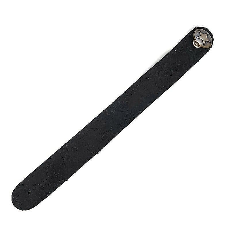 Black Genuine Leather Guitar Strap Hook Button For Reverb