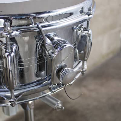 Slingerland 5" x 14" Late 60s Gene Krupa Sound King Chrome Over Brass Snare Drum image 9
