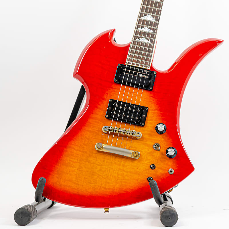 Burny MG Series Electric Guitar Mockingbird Shape Cherry Sunburst w/  Fernandes Sustainer, Padded Gigbag