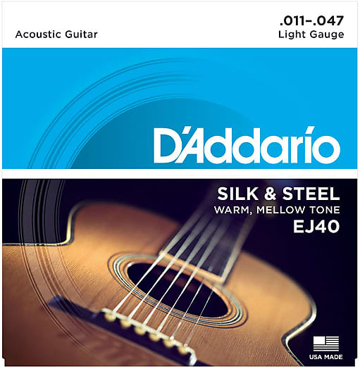 D`Addario EJ40 Light Silk & Steel Acoustic Guitar Strings image 1