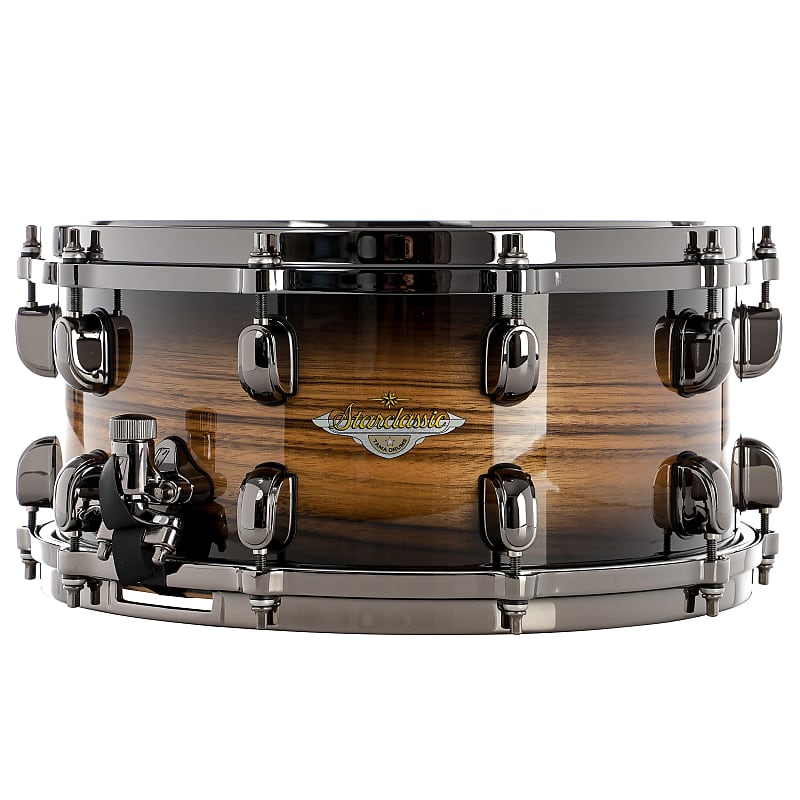 Tama 14" x 6.5" Starclassic Maple Snare Drum - Natural Pacific Walnut Burst With Black Nickel Hardware image 1