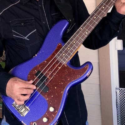 2017 Fender 64 Precision Bass Custom Shop Aged Purple Sparkle L Series image 2