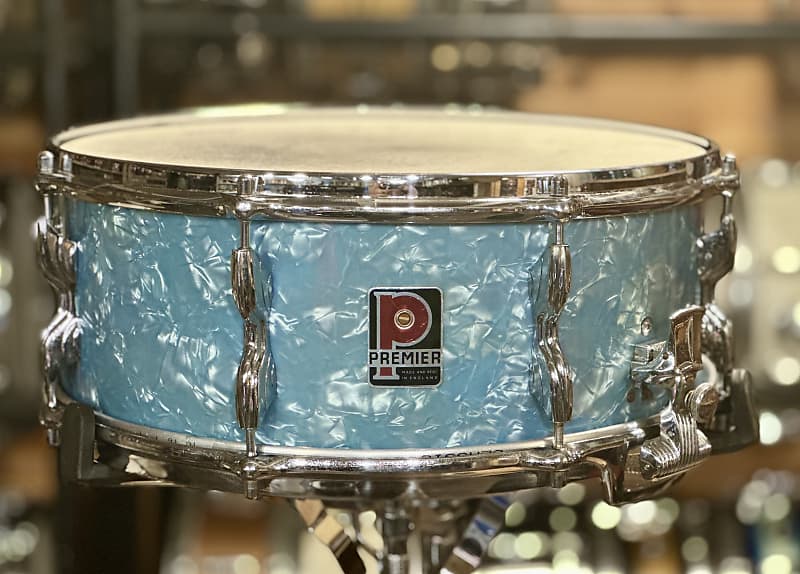 Premier Royal Ace 5,5" x 14" Vintage Snare Drum - Light Blue Pearl image 1