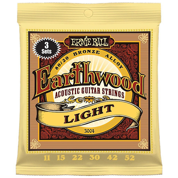 Ernie Ball 3004 Earthwood 80/20 Bronze Light Acoustic Guitar Strings 3-Pack Silver image 2