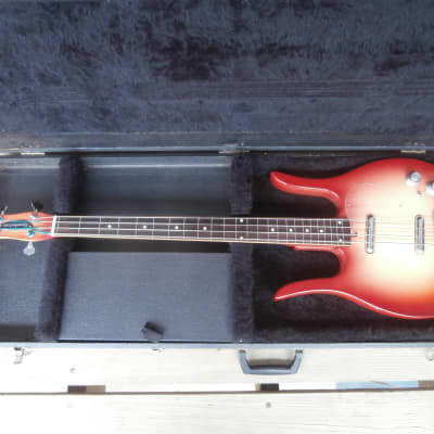 Vintage 1960's Meazzi Dynelectron Longhorn Bass Guitar w/ Case! Fretless, Rare Danelectro Copy! image 2