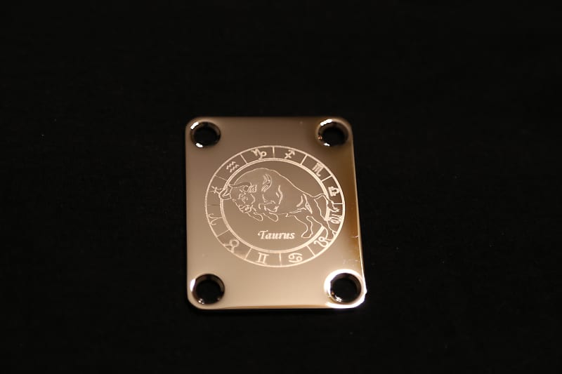 Custom Laser Etched Chrome "Taurus" Neck Plate Reverb