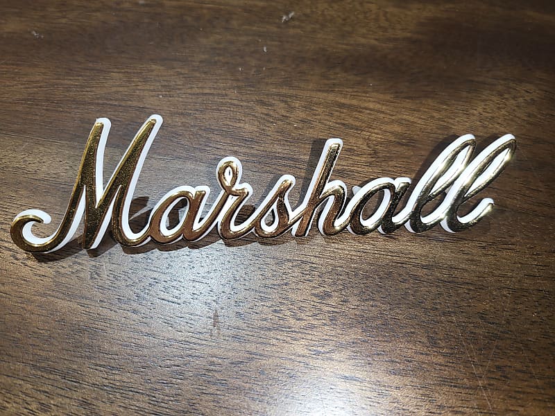 Marshall 7 Inch Logo For Cabinet Or Head 70s Style 2020 - Gold / White image 1
