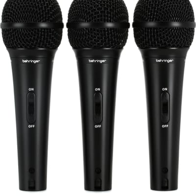 Behringer XM1800S Dynamic Vocal & Instrument Microphone (3-pack)  Bundle with Pro Co EG-10 Excellines Straight to Straight Instrument Cable - 10-foot image 3