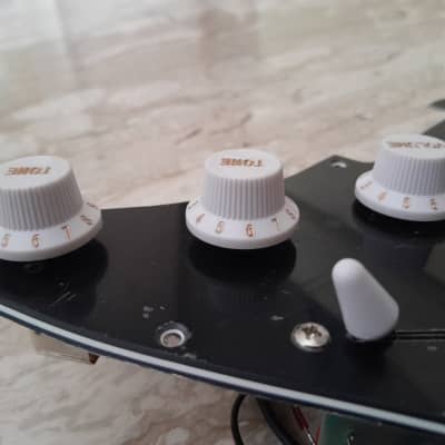 Handmade prewired SSS CERAMIC Strat pickguard with COIL TAP on N&B, volume TR BL and mid PU cutoff switch image 9