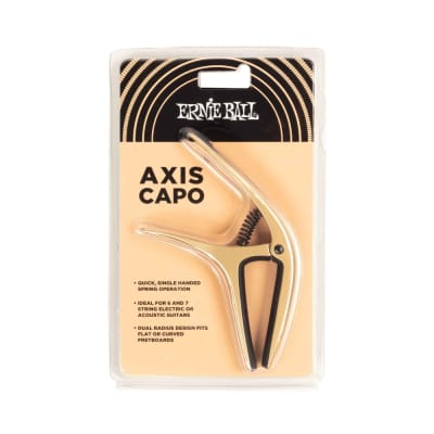 Ernie Ball Gold Satin Axis Spring Loaded Capo For Acoustic/Electric Guitar 9606 image 2